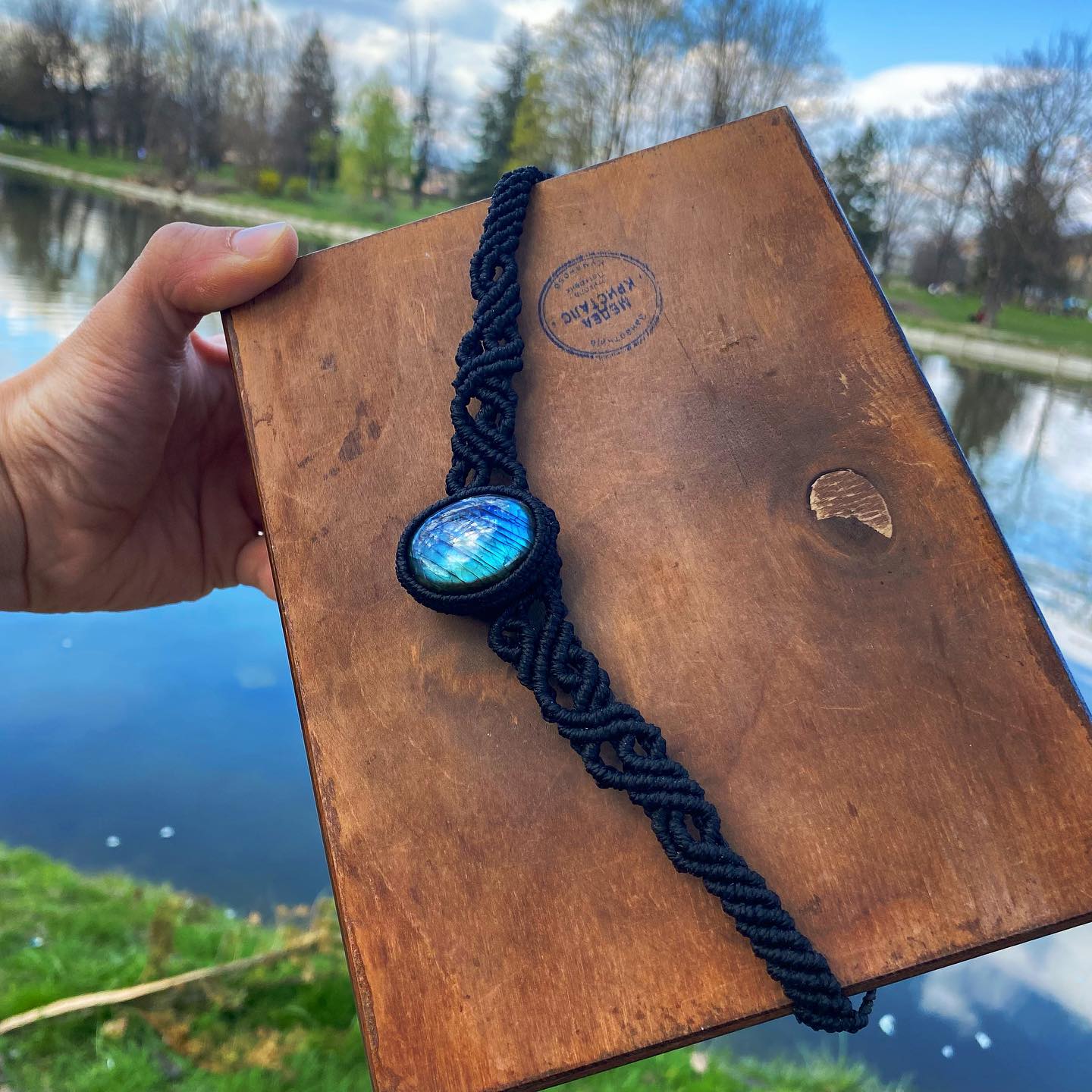 Ancient Macrame Labradorite Talisman
