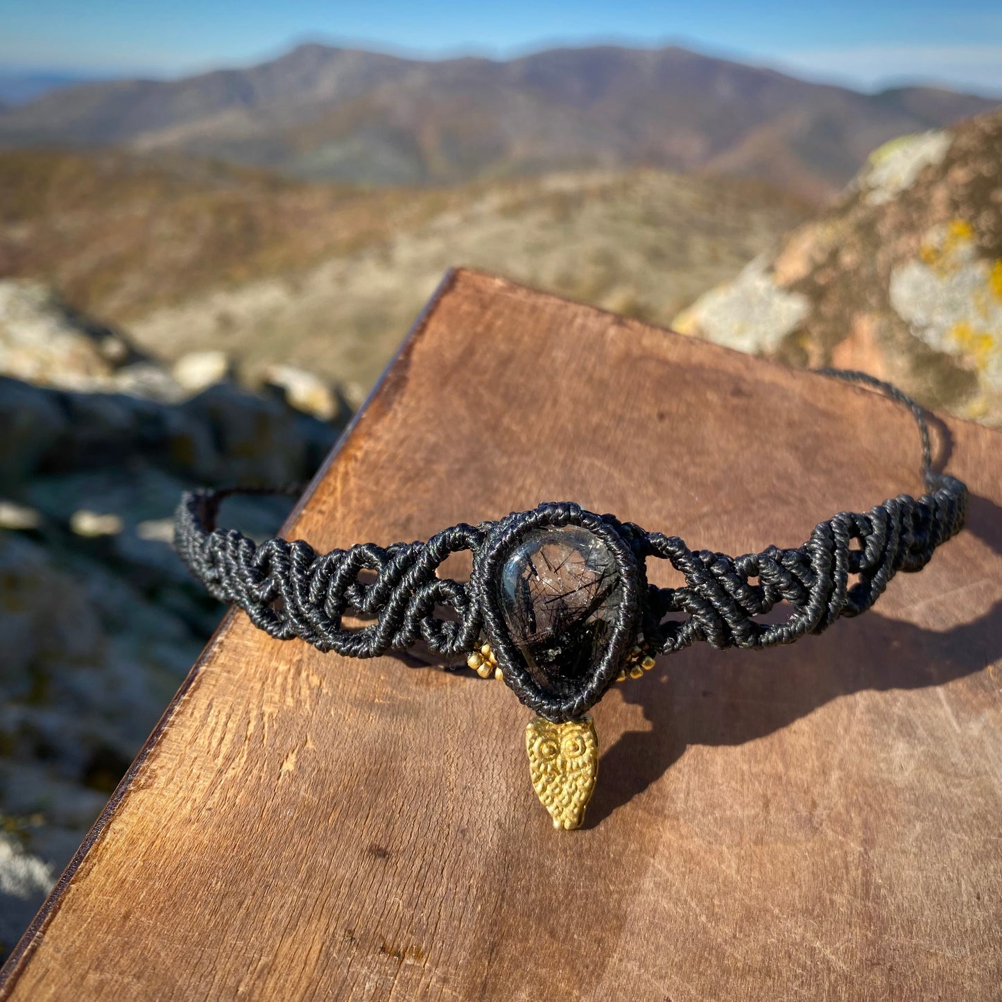 Tourmaline Quartz Macrame Choker