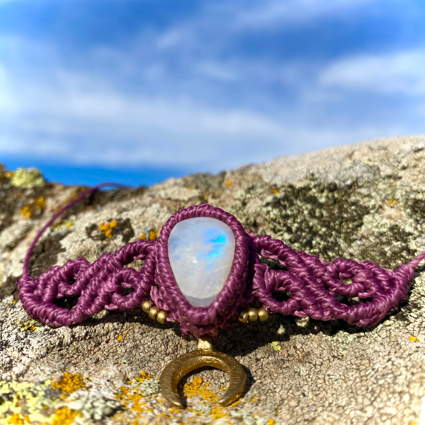 Moonstone Macrame Choker