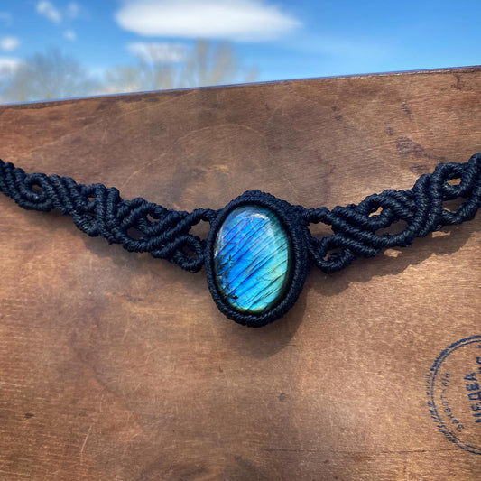 Ancient Macrame Labradorite Talisman