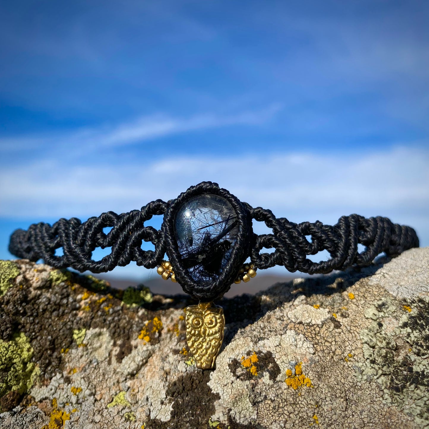 Tourmaline Quartz Macrame Choker